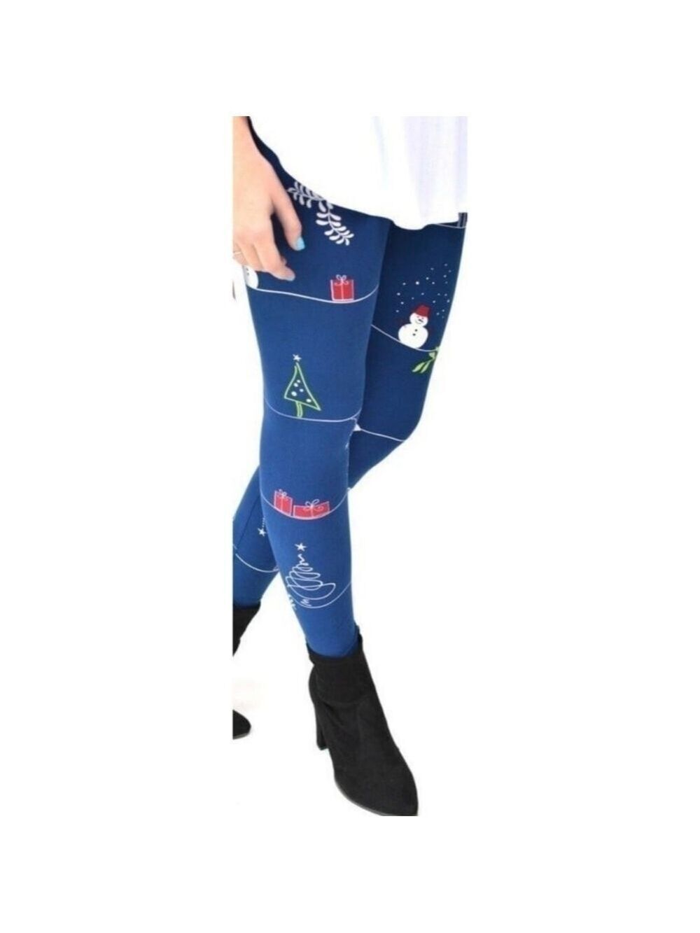 LEGGINGS DEPOT BLUE Christmas Tree Holiday Leggings Size Small Fits 10 NWT